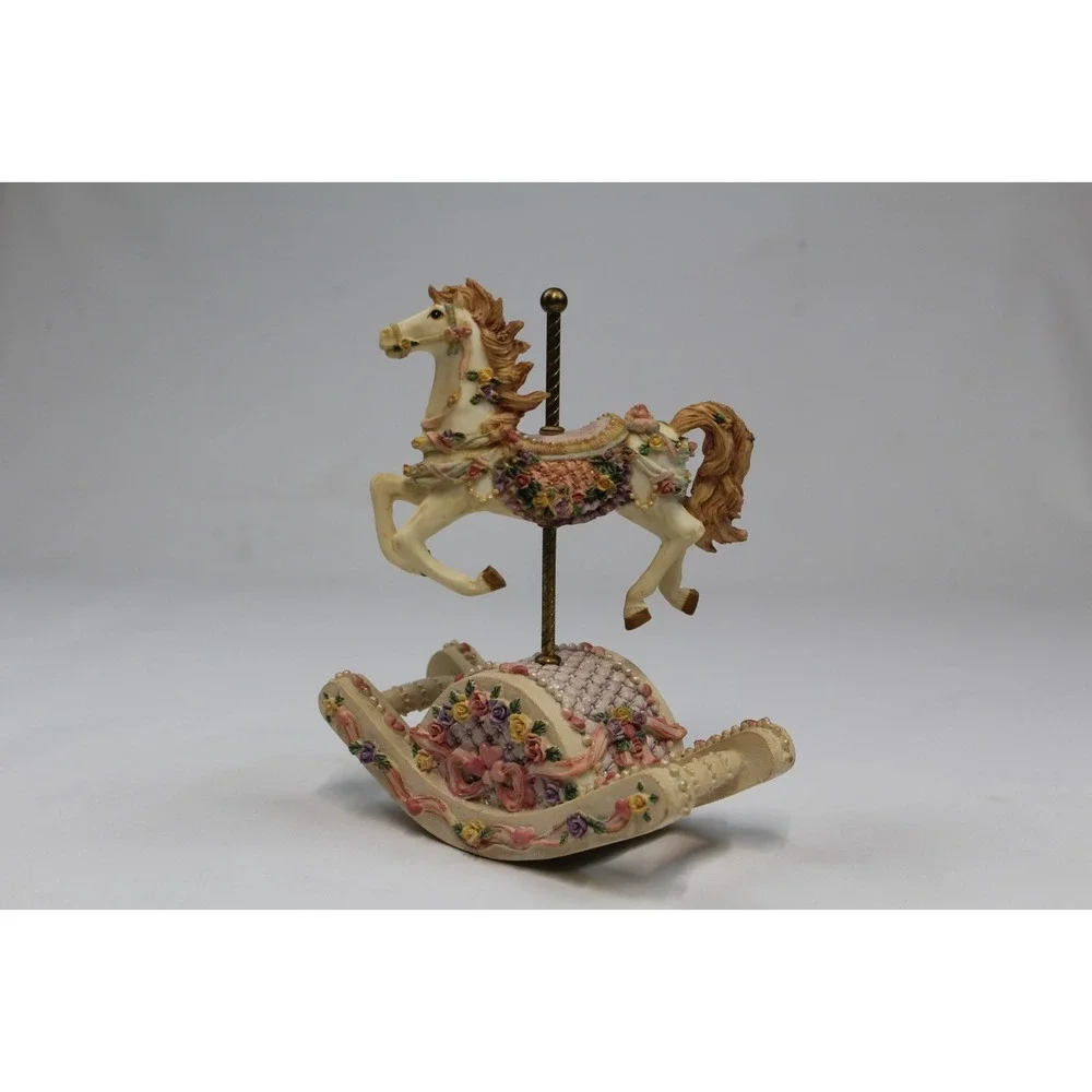 Vintage Rocking Carousel Horse Music Figurine Plays 